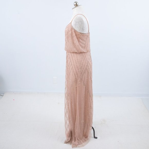 BHLDN Adrianna Papell 14 Beaded Maxi Dress Pink - Picture 4 of 10